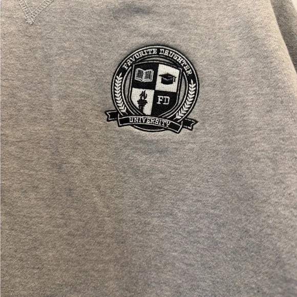 Favorite Daughter Heather Grey Crewneck Sweatshirt with Embroidered Crest - Picture 3 of 4